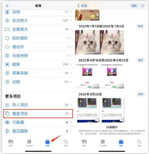 沙溪镇苹果手机维修分享iOS 16 中相册重复项目功能使用方法 